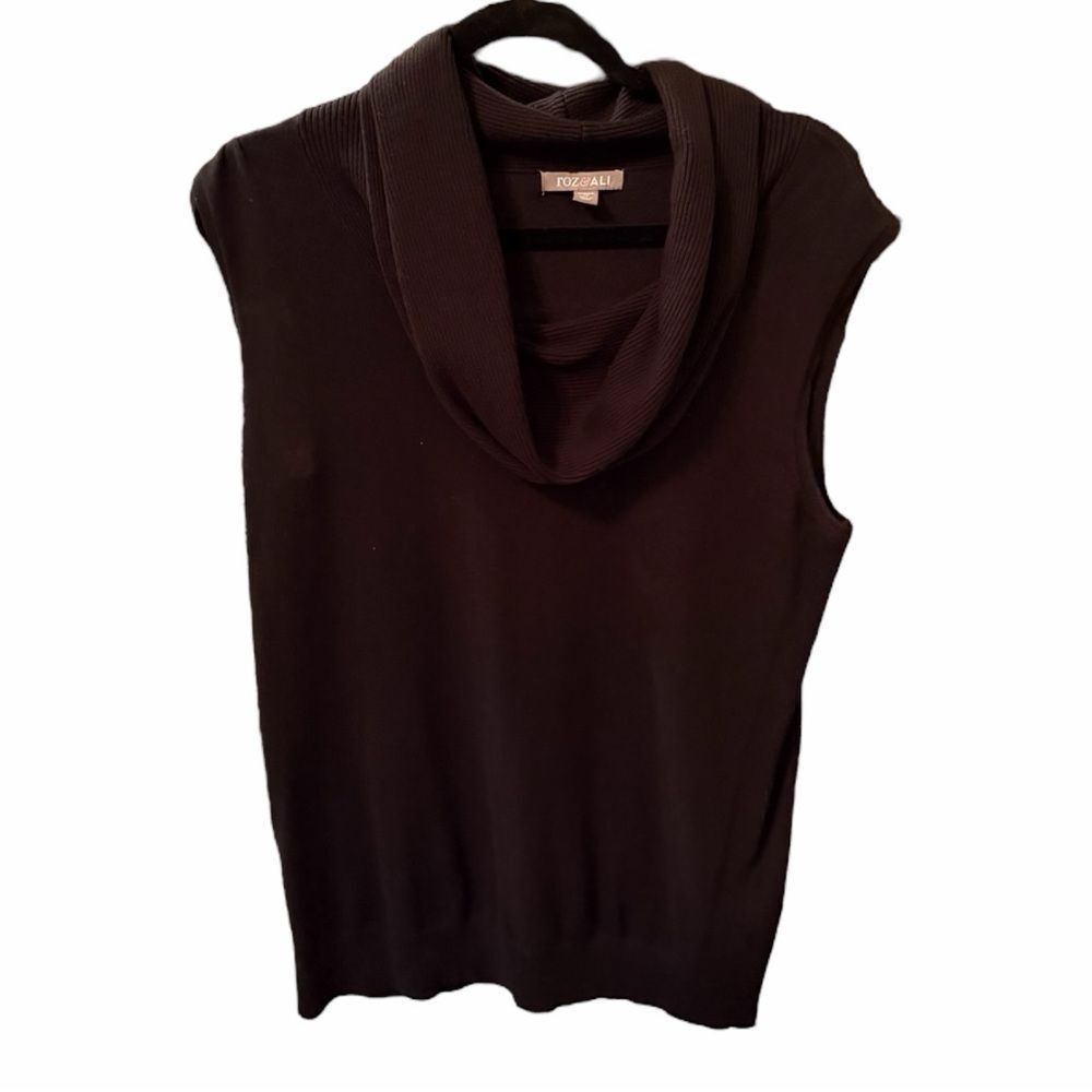 Roz & Ali Black Sleeveless Cowl Neck Sweater